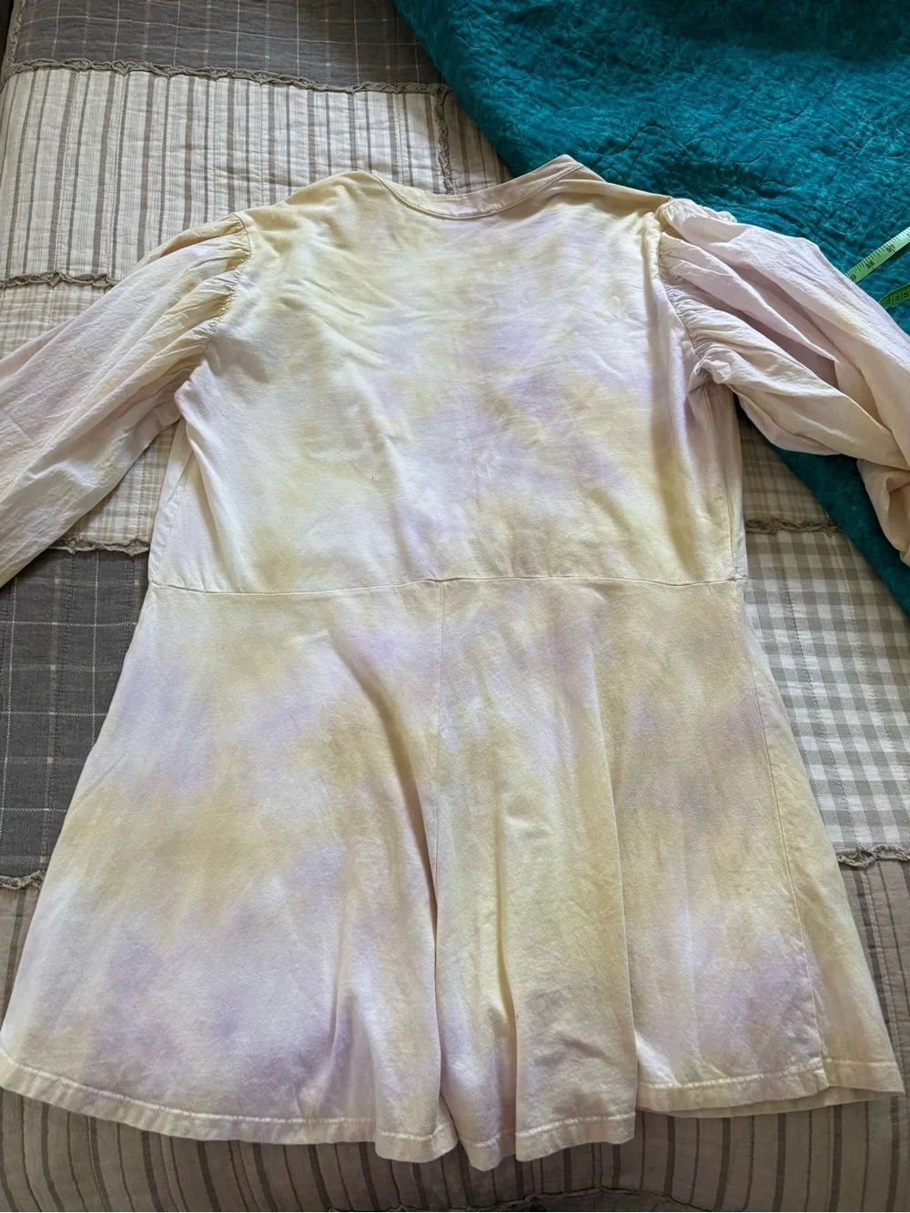ZARA Tie Dye Romper Puff Sleeves | Size S | Yellow Purple Jumpsuit | Oversized - Picture 2 of 13